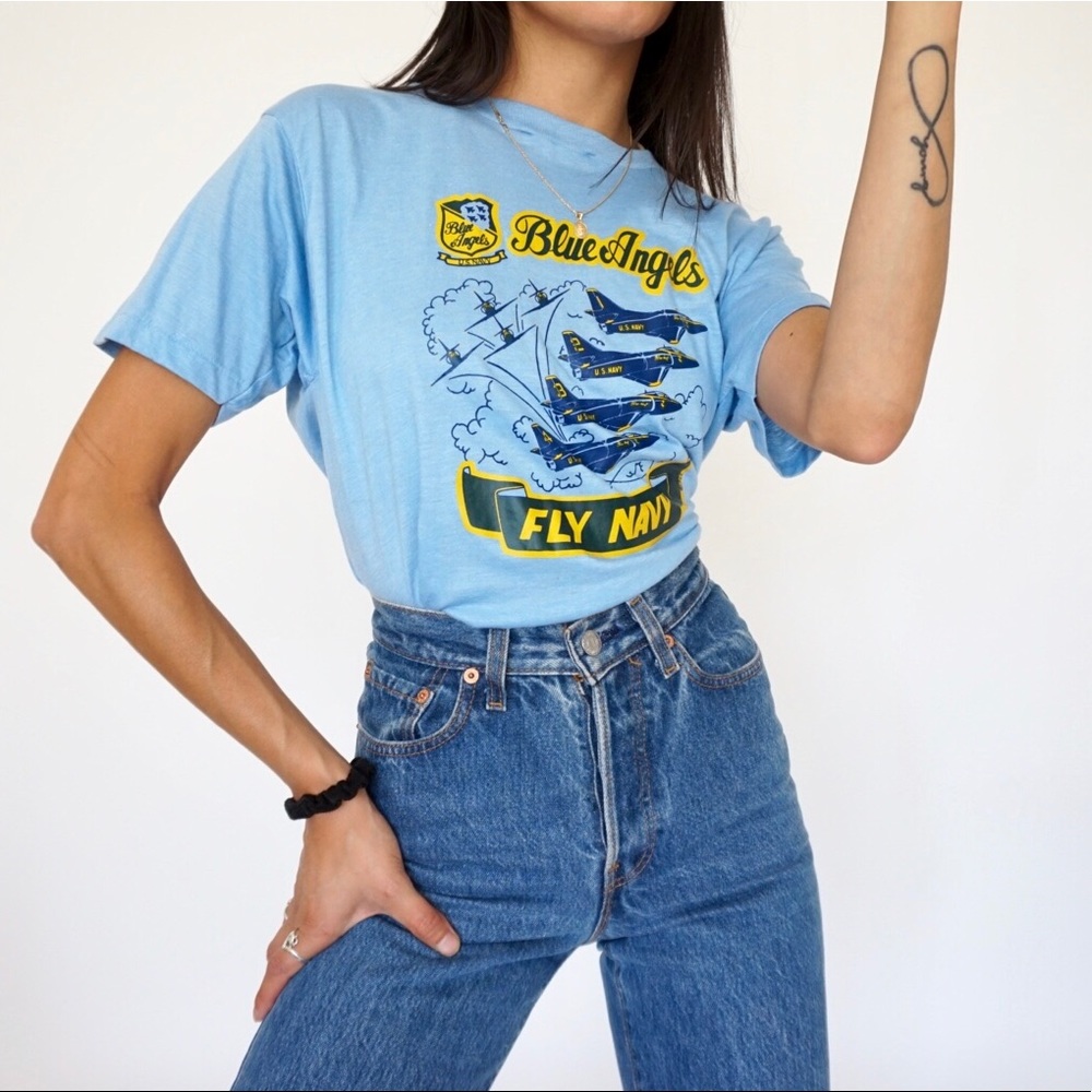 Vtg 80s Blue Angels “Fly Navy” graphic T-shirt